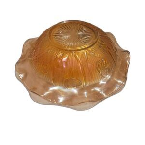 Vintage Jeannette Iris Herringbone Marigold Carnival Glass 9.5” Bowl Dish Decor